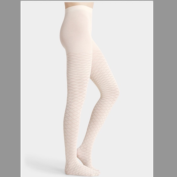 Off white cream touch of cashmere diamond tights made in Italy NWT - Picture 1 of 5